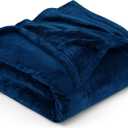 Fleece Blanket Navy Queen Size Lightweight Cozy Plush Microfiber Solid Bed Blanket Factory Shop