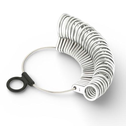 TAURISH Finger Ring Sizer Measuring Tool Set 29 Rings US Size 1-15 Steel Measuring Gauge for Rings Jewelry Making