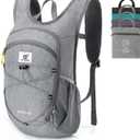 SKYSPER 15L/20L Foldable Hiking Backpack Lightweight Packable Travel Daypack with Chest Strap Small Folding Pack for Walking (Grey)