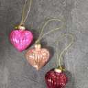 Potchen 12 Pcs Christmas Heart Glass Ornaments Heart Shaped Crystal Hanging Ornaments Bulk Mini Crystal Hanging Decorations for Party Valentines Wedding Anniversary Xmas Tree Decor(Pink)