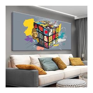 Abstract Wall Art Modern Abstract Wall Decor Multicolor Graffiti Cube Canvas Art Wall Decor Painting Picture For Bedroom Office Home Wall Decoration Artwork 20"X 40"Ready To Hang