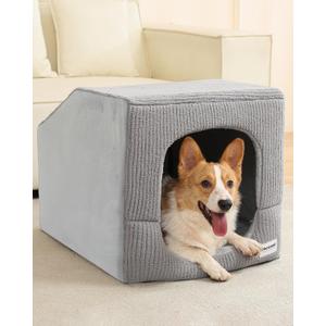 Hovicaed Indoor Dog House for Extra Large Medium Small Sized Dogs - Washable Removable Cushion and Cover Pet Orthopedic Dog Bed, Inside Dog House Large Space Strong Support, Cat Cute Tent Cave (L)