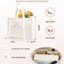 ECOHUB Lace Bows Canvas Tote Bag for Women, Large Work Tote Suitable for Birthday, Beach, Wedding, Honeymoon, Shoulder Handbags Gifts for Mom, Brides, Friends, Bridesmaids, Beige 24L