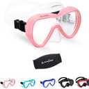 OMGear Diving Mask Snorkeling Gear Kids Adult Snorkel Mask Dive Goggles Silicone Swim Glasses with Nose Cover for Scuba Free Diving Spearfishing Neoprene Strap Cover Impact Resistance (Pink)