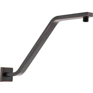 Square Shower Head Extension Arm with Flange, 16.5 Inch Z/S Shaped High Rise Shower Pipe Extender Wall-Mounted for Fixed Bathroom, Shower Head Goose Neck Arm - Extra Long Thread (Oil Rubbed Bronze)