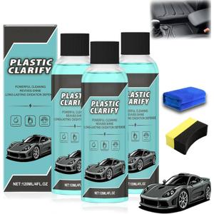 Plastic Clarify For Cars, 120ML Waterless Plastic & Trim Restorer Spray, Scratch Remover and Black Trim Restorer for Interior & Exterior Plastic, Rubber, and Vinyl Surfaces (3pcs)