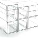 Prsildan Acrylic Drawer Makeup Organizer with 9 Drawers, Set of 3 Office Desk Organizers Accessories, Clear Stackable Storage Drawers for Vanity, Countertop, Craft, Jewelry, Art Supply Organization