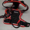 Rabbitgoo Dog Harness No Pull with 2 Leash Clips, Adjustable Soft Padded, Reflective Oxford No Choke Pet Vest with Easy Control Handle for Puppy, Black & Red, XS