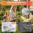 Ayleid Retractable Garden Hose Reel,1/2 in x 65 ft Wall Mounted Hose Reel, with 9- Function Sprayer Nozzle, Any Length Lock/Slow Return System/Wall Mounted/180Swivel Bracket (Gray)