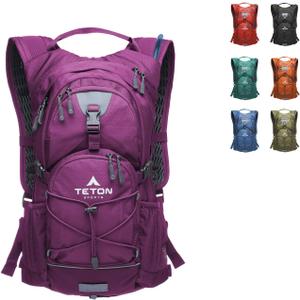 Teton Oasis/Trailrunner Hydration Backpack Lightweight Water Pack with 2L Bladder for Hiking, Running, Cycling, Biking 18L Sizes Sewn-in Rain Cover Fits Men and Women (Plum)