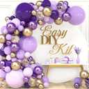 ALL-IN-1 Purple and Gold Balloon Arch & Garland Kit  Small and Large Purple Gold Balloons with Confetti  Lavender, Dark Purples, Pastel Purples Lilac Party Decorations for Birthday and Graduation