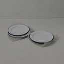 Red Co. Set of 4 Enamelware Metal Classic 10" Round Dinner Plate, Solid White/Navy Blue Rim