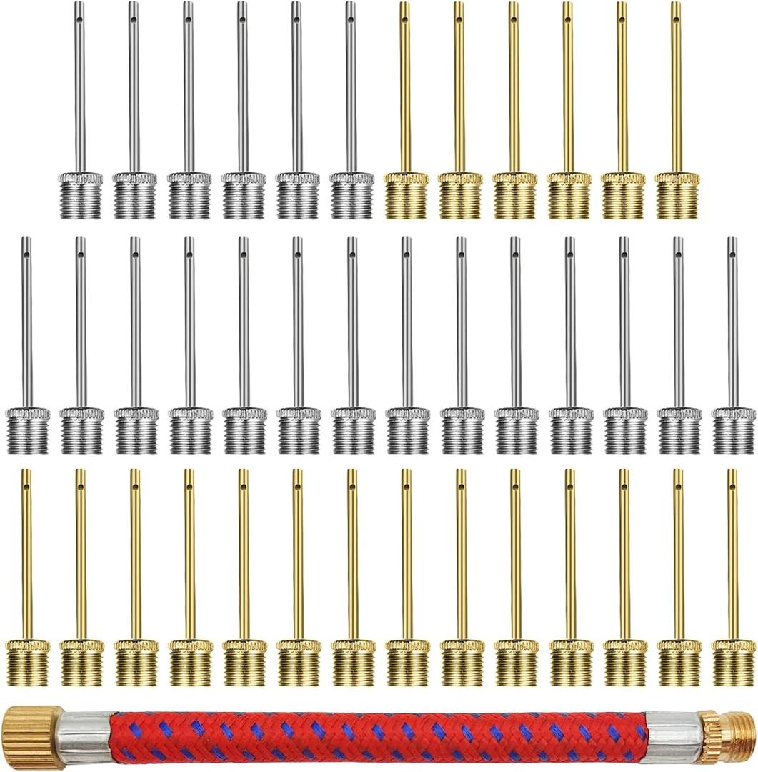 40 Pack Ball Pump Inflation Needle,Stainless Steel Air Pump Needle, with A Pump Needle Adaptor Hose, Inflate Pump Needle for Football Basketball Soccer Volleyball Rugby and Other Sports Balls