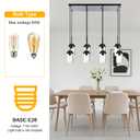 BONLICHT 8-Light Farmhouse Chandelier Light Fixture Black Clear Glass Dining Room Hanging Modern Pendant Lighting Over Table,Traditional Ceiling Lights for Kitchen Island Entryway