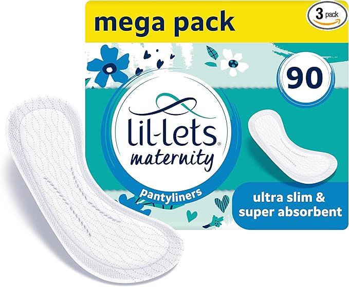 Lil-Lets Maternity Pantyliners, 90 x Ultra Slim Pantyliners, 3 Packs of 30 Pant Liners, for Pre & Post Birth Use, Light Bladder Weakness, Discharge or Spotting