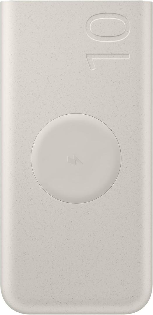 SAMSUNG 25W 10,000mAh Battery Pack Wireless Charger, Super Fast Charging w/ 2 Ports for Galaxy Phones, Buds and More, 3A USB-C Cable Included, 2024, US Version, EB-U2510XUEGUS, Beige