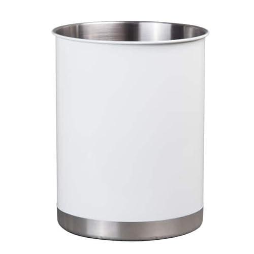 For Heavy Gauge White 5 in. Dia. x 6-1/4 in. H Small Stainless Steel Tool Crock Utensil Flatware Holder