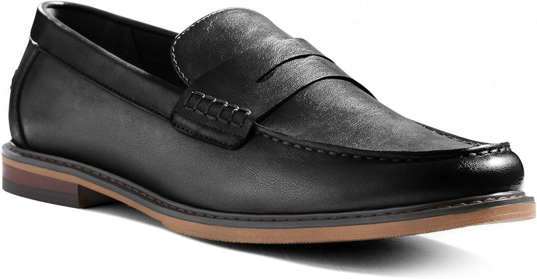 Loafers for Men, Slip-On Casual Business Shoes, Faux Leather Round Toe for Work & Daily Wear D01, 9.5