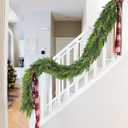 9 FT Christmas Cedar Garland, Thick Green Cypress Garlands, Real Touch Pine Garlands, Realistic Garland Christmas Decorations for Outdoor Indoor Table Mantel Railing Stair Porch Decor