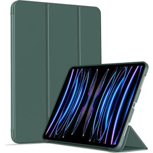Case for iPad Pro 11 inch 4th/3rd/2nd Generation 2022/2021/2020, Protective Cover with Soft Smooth TPU Back, Auto Wake/Sleep, Support 2nd Gen Pencil Charging (Dark Green)