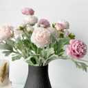 Artificial Ranunculus Flowers, 7pcs Silk Faux Ranunculus with Flocked Stems, 20.5in Long, Ice Pink & Opal Pink Fake Flowers for Home Wedding Party Indoor Decor
