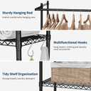 Garvee Over Washer and Dryer Storage Shelves, Heavy Duty 4 Tiers Laundry Room Storage and Organizer System, Adjustable Height Clothes Drying Rack with 2 Clothes Hanger Rods, Space Saving