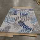 JONATHAN Y Tropics Palm Leaves Indoor Outdoor Area Rug 8X10 Gray/Blue, Boho for Backyard, Patio, Porch, Easy-Cleaning, High Traffic, Pet-Friendly, Non-Shedding (AMC100A-8) (7'9" x 10' (Rectangular))