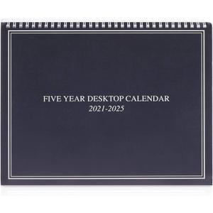 Large 5 Year Monthly Desk Calendar for Spiral Bound Flip Organizer with Tabs (9 X 11 in) Black Wood