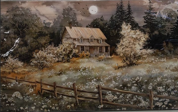 Grant Wood Print Painting Sketch for House in American Gothic Gifts Canvas Painting Poster Wall Art Decorative Picture Prints Modern Decor Framed-unframed, 24x48 in.
