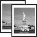 ENJOYBASICS 18x24 Picture Frame, Display Poster 16x20 with Mat or 18 x 24 Without Mat, Wall Gallery Photo Frames, Black, 2 Pack