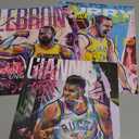 Famous Basketball Star Posters Wall Art, 8x10 Inch Canvas Prints Unframed Set of 4, Basketball Posters for Boys Bedroom Dcor
