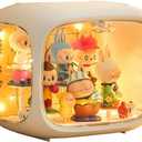 Display case for Figures with Light Adjustable Display Stand Clear Acrylic Display Box with Door Dust and Moisture Proof Suitable for Lego Collectibles Action Figures Pop Mart (White)