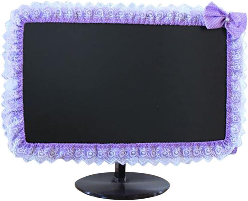 23"-26" Lovely Cute Computer Monitor Cover with Elastic Pen Pocket Bow-knot Laptop TV LCD Screen Monitor Decoration Dust Cover Protector, Purple