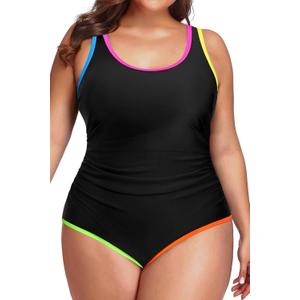 Daci Women Plus Size One Piece Swimsuit Athletic Tummy Control Ruched Bathing Suit with U-Back, 22 Plus