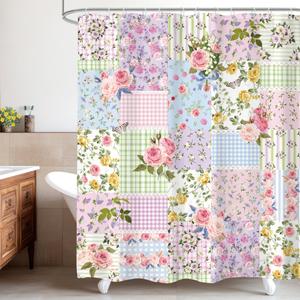 Boho Floral Shower Curtain 60x72 Vintage Retro Flowers Bathroom Decor