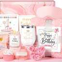 Birthday Gifts for Women Self Care Gifts Get Well Soon, Rose Relaxing Spa Baskets Care Package w/Luxury Blanket, Unique Happy Birthday Ideas for Mom Her Best Friend Sister Bestie Wife Coworker