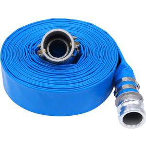 1" x 100ft PVC Lay Flat Discharge Hose With Aluminum Camlock C & E Fittings, Cam Lock Fitting, Heavy Duty Reinforced Pump Backwash Hose Assembly