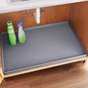 FLATO Waterproof Under Sink Mat 31" x 19" Shelf Liner for Kitchen and Bathroom, Cabinet Protector, Organizers and Storage, Flexible Silicone Drip Tray (Dark Gray)
