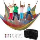 Playground Safety Net 6.5' x 9.8', Double Layers Climbing Cargo Net for Kids, Multicolored Playground Net for Tree House, Obstacle Training, Back Yard (Multicolour)