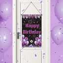 Purple & Black Birthday Door Sign - Banner & Hanger Decor for Women & Girls' Front Door