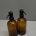 Prus Waso Amber Glass Soap Dispenser Set, Hand Soap and Lotion Set with Black Stainless Steel Pump, Perfect for Modern Bathroom Decor. (Amber)