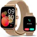 2025 Smart Watches for Women, 1.85" AI Voice Smartwatch, 24/7 Heart Rate Monitor, Stress/SpO2/Sleep Tracker, IP68 Waterproof, Weather, 100+ Sports Fitness Tracker for Android iOS Gold Metal