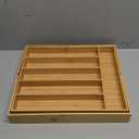 Kitsure Large Bamboo Silverware Organizer - Expandable Drawer Organizer for Utensil, Cutlery and Flatware, Kitchen Storage Solution with 6 to 8 Slots, Natural, 18.7"  12.8"  1.8"