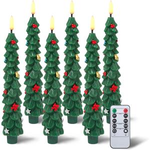 Flameless LED Christmas Tree Candles, 6 Pack  Battery Powered Holiday Lights with Warm Flickering Glow, Safe No-Flame Decor for Mantels, Dinner Parties, Family Gatherings & Gifting