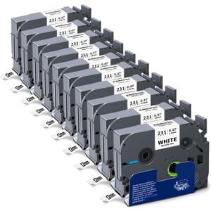 Absonic 10-Pack Tz-231 12mm 0.47" Laminated White Label Tape Compatible for Brother PTouch Tze-231 Tze231 1/2 Tze Refills Work for P Touch Label Maker PTD220 PTD210 /PT2040 PTD400 PTD600 PTH110 PTD410