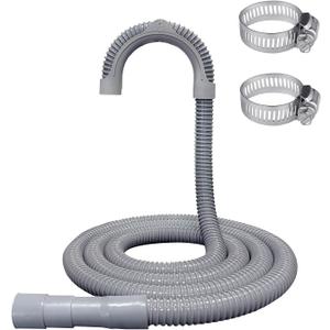 6ft Washing Machine Drain Hose,Corrugated Flexible Washer Drain Hose Extension Replacement for Samsung, LG, Whirlpool, Maytag, Kenmore, GE, Giantex, Panda and More,with 2 Clamps and U-Bend Holder