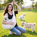 Floral Pet Carrier Sling, Breathable Cotton Dog Purse Carrier, Hand-Free Travel Puppy Purse for Small Dog 10-20 lbs, Cat Sling Chest, Per Mom Dad Gifts(White, Large)