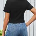 Hilinker Women Cut Out Crop Top Sexy Short Sleeve Shirts Slim Fit Casual Cropped Tees Black Large (L)