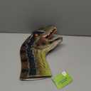 Gemini&Genius Velociraptor Dinosaur Hand Puppets Large Soft Rubber Realistic Dinosaur Action Figure Funny & Scared Dino Head Hand Puppets Home, Stage and Class Role Play Toy for Kids (Green)