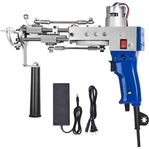 Tufting Gun Cut Pile and Loop Pile 2 in 1 Electric Rug Gun Machine Starter Kit for Tufting Lover (Blue)